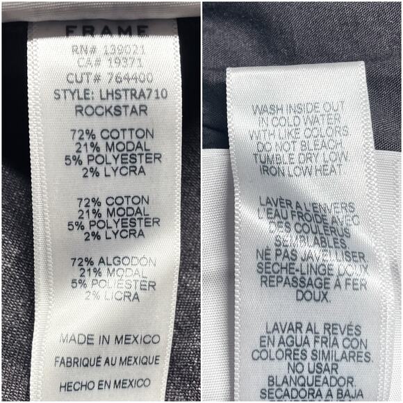 FRAME Le High Straight Raw Edge Jeans in Rockstar Acid-Washed Black Size 26 - Picture 9 of 9